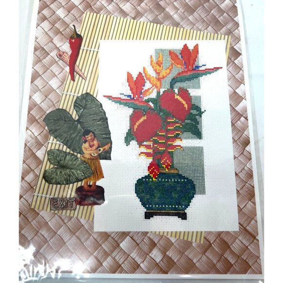Cross Stitch Pattern Pattern "Local Flowers" Bird Of Paradise & Anthuriums By Ma - Picture 2 of 3